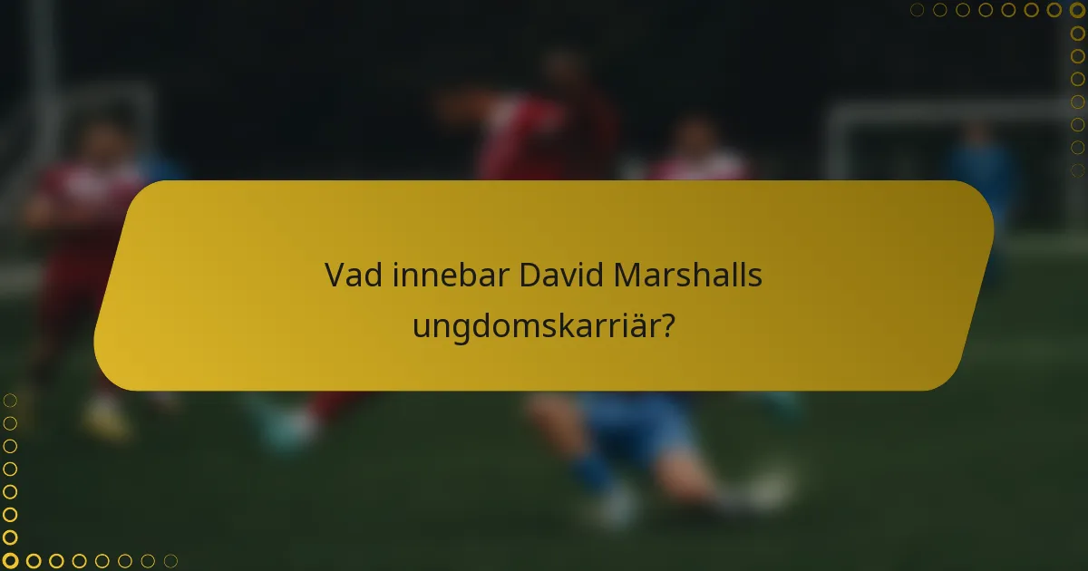 Vad innebar David Marshalls ungdomskarriär?