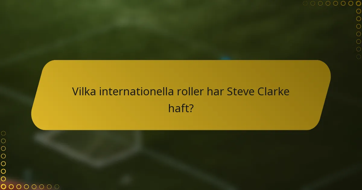 Vilka internationella roller har Steve Clarke haft?